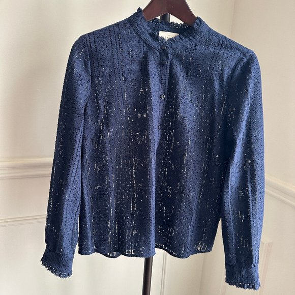 Sezane Tops - Sézane Carine blouse in navy blue ~ size 42, pre-owned!